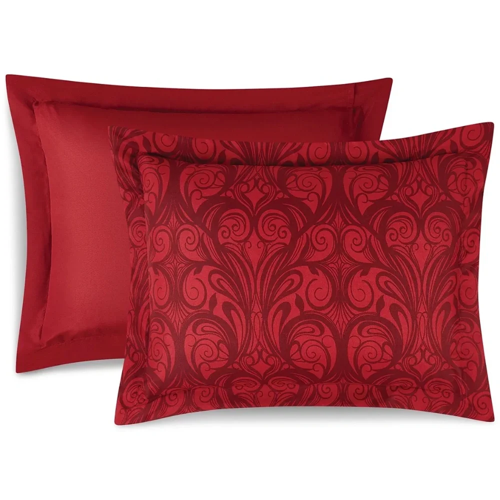 New Nuveau Scroll 3-Pc. Comforter Sets REVERSIBLE Comforter RED  KING